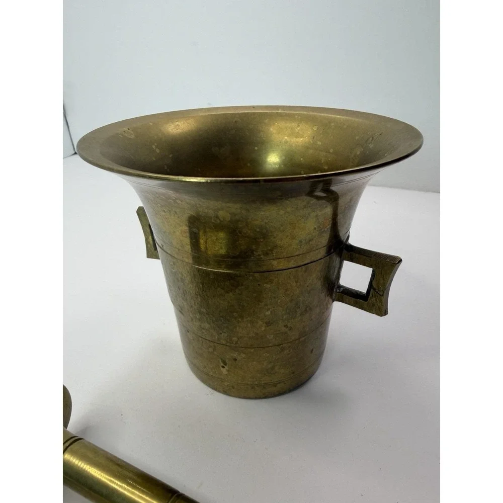 Vintage Heavy Brass Apothecary Pharmacy Mortar And Pestle Pharmacy 4.5